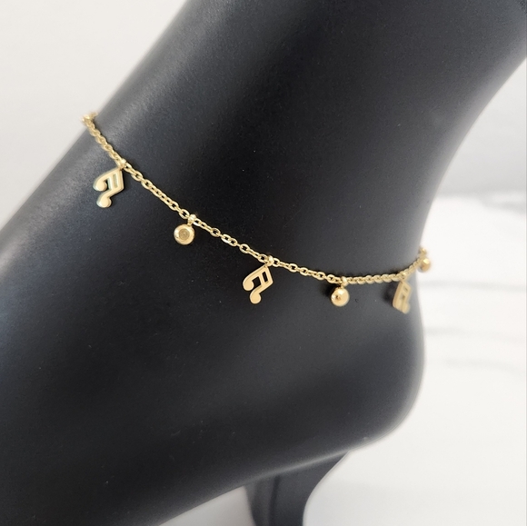Jewelry - Golden Music Note Shaped Diamond Anklet